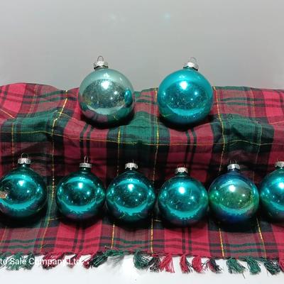 Light blue glass Christmas ornaments - Made in USA - Shiny Brite