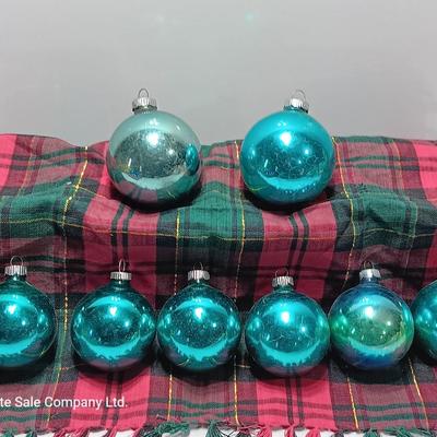 Light blue glass Christmas ornaments - Made in USA - Shiny Brite