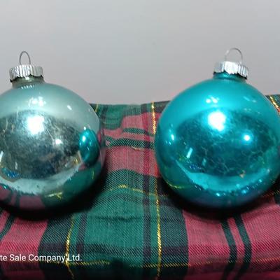 Light blue glass Christmas ornaments - Made in USA - Shiny Brite