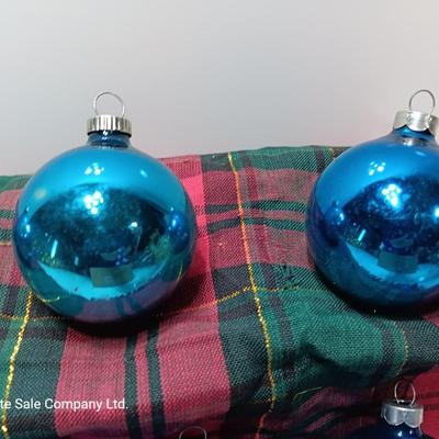 Blue glass Ornaments - Made in USA - Western Germany - Shiny Brite