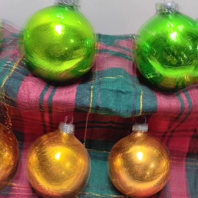 Green and Gold glass ornaments - Made in USA - Shiny Brite