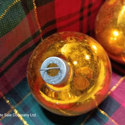 Green and Gold glass ornaments - Made in USA - Shiny Brite