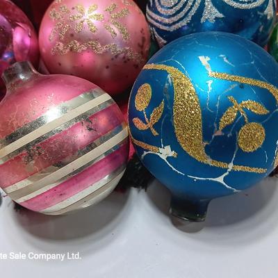 Ornaments with glitter and printed designs USA Shiny Brite - for crafting missing lids or significant paint loss