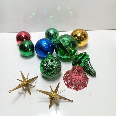 Plastic ornaments- bell - disco balls and stars - Bradford