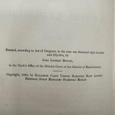 The Rise of Dutch Republic Three (3) Volume Set, 1883.