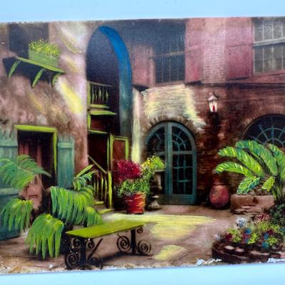 Three (3) Glass Painted Photographs of New Orleans