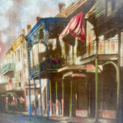 Three (3) Glass Painted Photographs of New Orleans