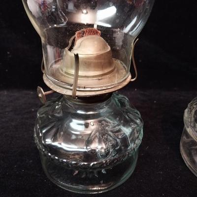 2 VINTAGE GLASS OIL LAMPS