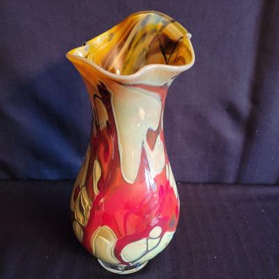 Hand Crafted and Signed Glass Vase (DR-DW)