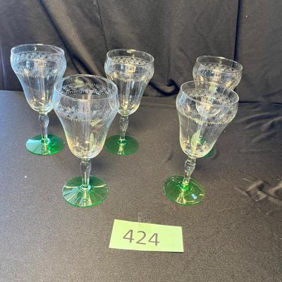 5 Bi-colored Needle etched goblets