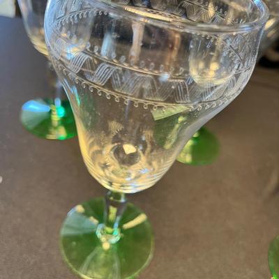 5 Bi-colored Needle etched goblets