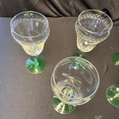 5 Bi-colored Needle etched goblets
