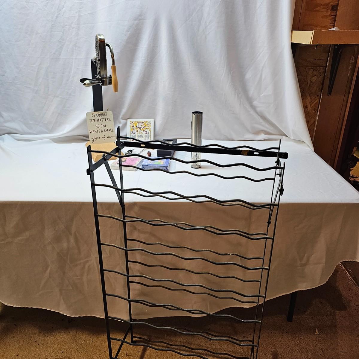 Iron Wine Rack, Le Grape Uncorking Machine, & Accessories (S1JS