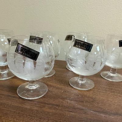 Set of 6 Vintage Toscany Sailboat Brandy Sniffers