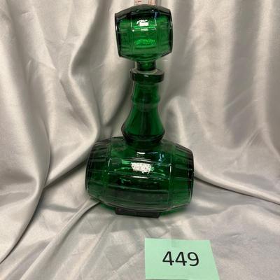 Green Glass Barrel Decanter