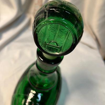 Green Glass Barrel Decanter