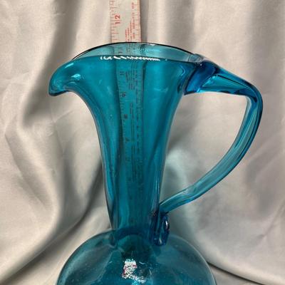 Blue Glass Tall Pitcher