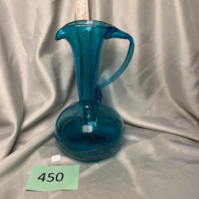 Blue Glass Tall Pitcher