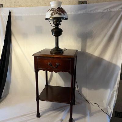 Hurricane Lamp & Side Table (LR-MG)