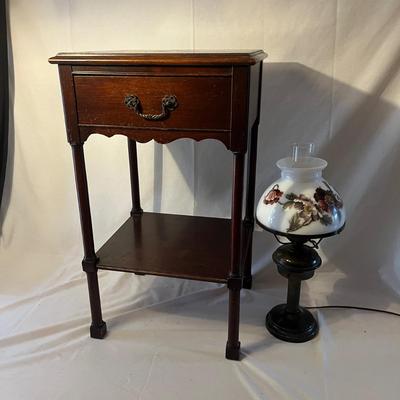 Hurricane Lamp & Side Table (LR-MG)