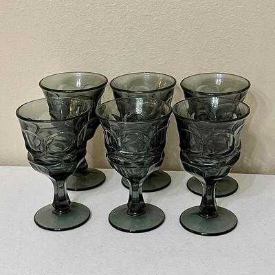 FOSTORIA ~ Argus Grey ~ Set Of Six (6) Water Goblets
