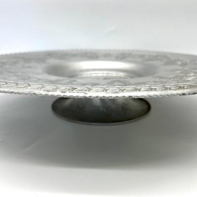Vintage Alumium Lazy Susan Rotating Tray Flower Floral