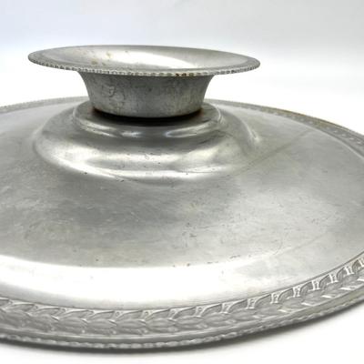 Vintage Alumium Lazy Susan Rotating Tray Flower Floral