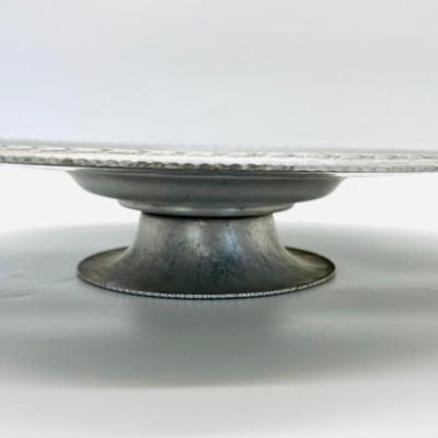 Vintage Alumium Lazy Susan Rotating Tray Flower Floral