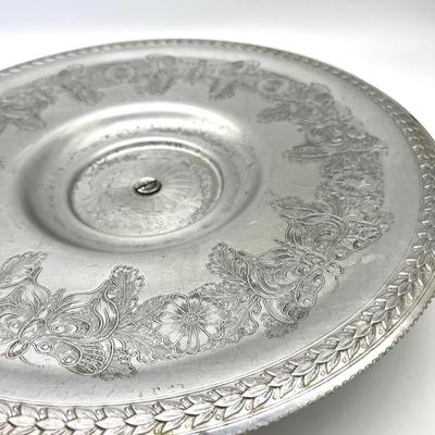 Vintage Alumium Lazy Susan Rotating Tray Flower Floral