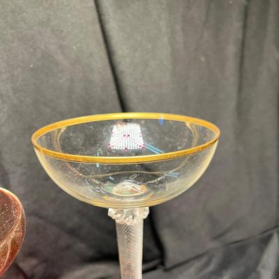 2 Tall Art Glass Compotes