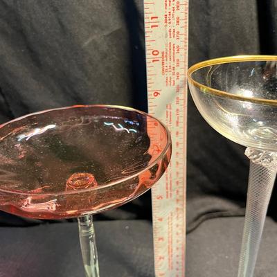 2 Tall Art Glass Compotes
