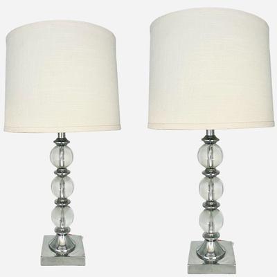 PAIR (2) Crystal Ball Table Lamps