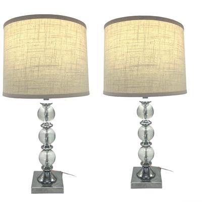 PAIR (2) Crystal Ball Table Lamps
