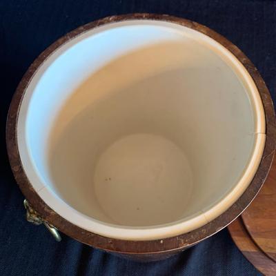 MCM Style Metal Serving Trays & Vermillion Walnut Ice Bucket (K-HS)