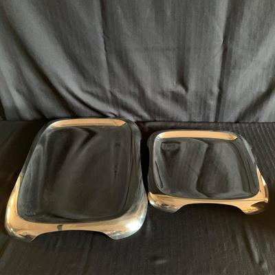 MCM Style Metal Serving Trays & Vermillion Walnut Ice Bucket (K-HS)