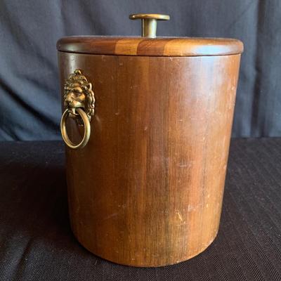 MCM Style Metal Serving Trays & Vermillion Walnut Ice Bucket (K-HS)