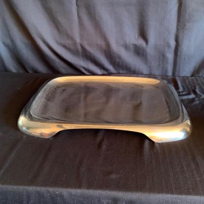 MCM Style Metal Serving Trays & Vermillion Walnut Ice Bucket (K-HS)