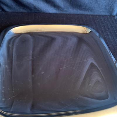 MCM Style Metal Serving Trays & Vermillion Walnut Ice Bucket (K-HS)