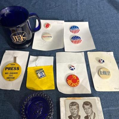 Lot 60 variety of political pins and JFK  items 