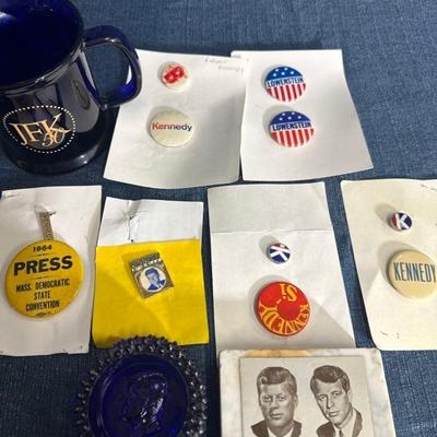 Lot 60 variety of political pins and JFK  items 