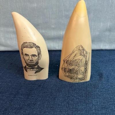 Lot 71 Scrimshaw Art on simulated scrimshaw