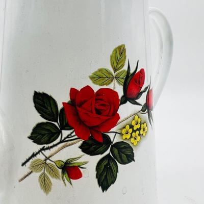 Vintage Enamel Coffee Pot With Rose Design