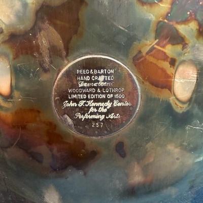 Lot No. 73, JFK metal Reed and Barton collectible plate 11 inches across and JFK paperweight