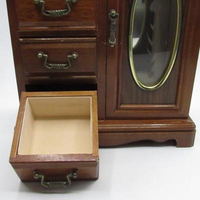 Small Retro Four Drawer Wood Jewelry Case