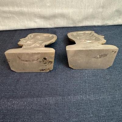 Lot 74 John Kennedy and Robert Kennedy metal book ends approximately 7 1/2 inches tall