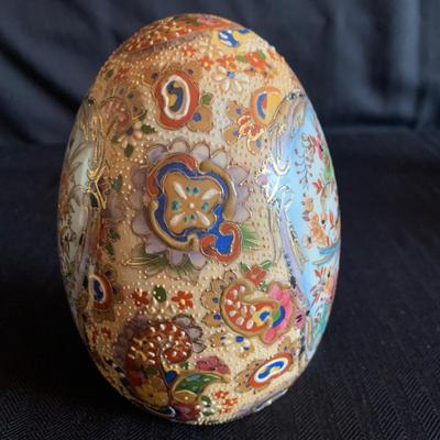 CloisonnÃ© Vase with Gilded Hand Painted Asian Decor (LR-HS)