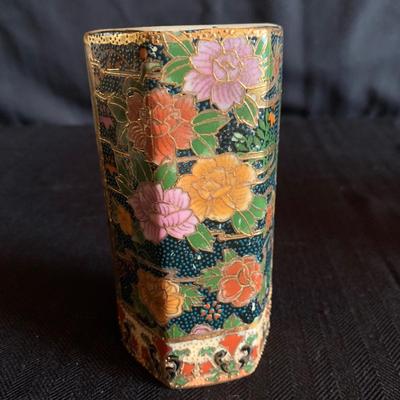 CloisonnÃ© Vase with Gilded Hand Painted Asian Decor (LR-HS)