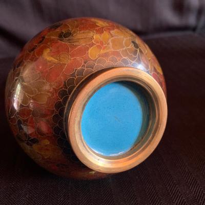 CloisonnÃ© Vase with Gilded Hand Painted Asian Decor (LR-HS)