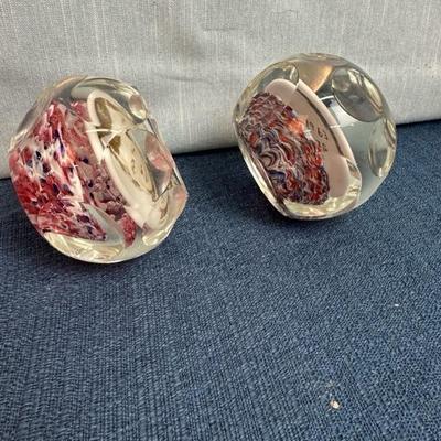 Lot 78 two glass JFK paperweights