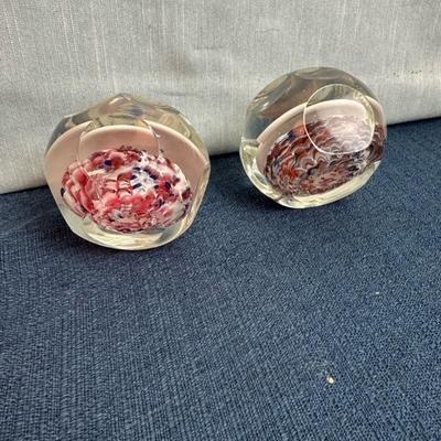 Lot 78 two glass JFK paperweights